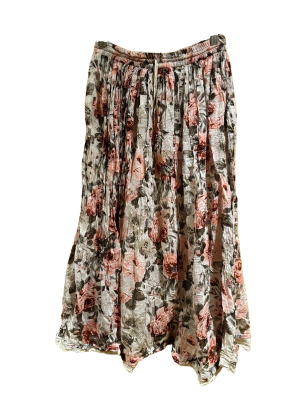 Sostanza lightweight boho floral crinkle maxi skirt size small
